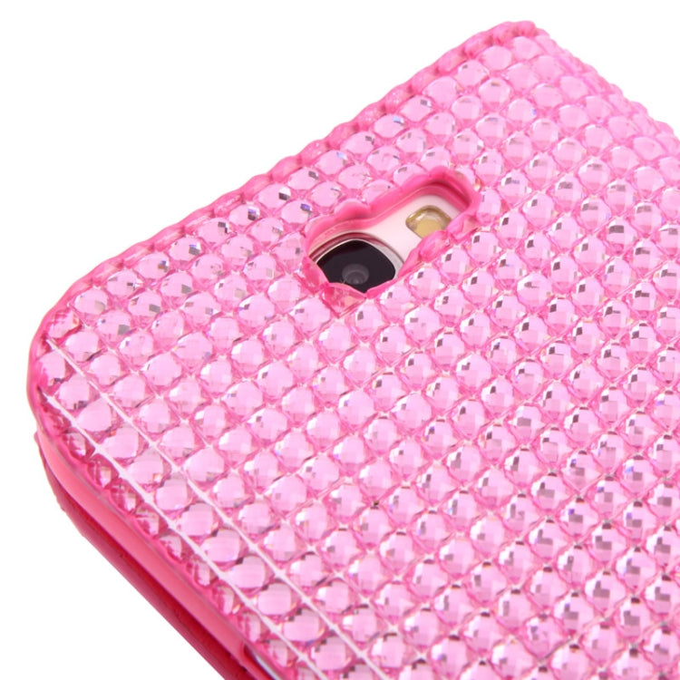Rubbery Diamond Encrusted Horizontal Flip Leather Case with Credit Card Slots for Galaxy Note II / N7100