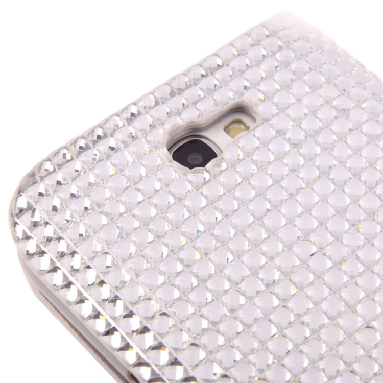 Rubbery Diamond Encrusted Horizontal Flip Leather Case with Credit Card Slots for Galaxy Note II / N7100
