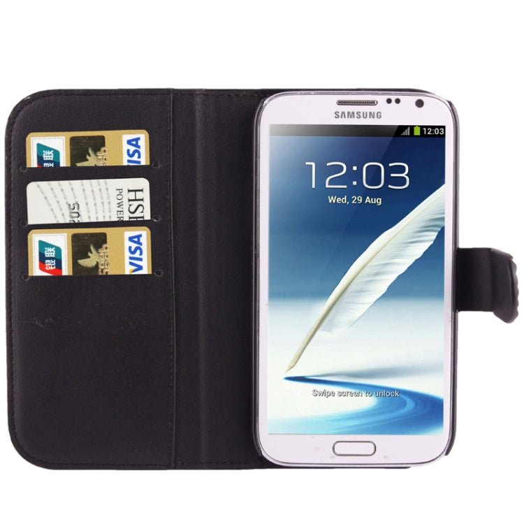 Rubbery Diamond Encrusted Horizontal Flip Leather Case with Credit Card Slots for Galaxy Note II / N7100