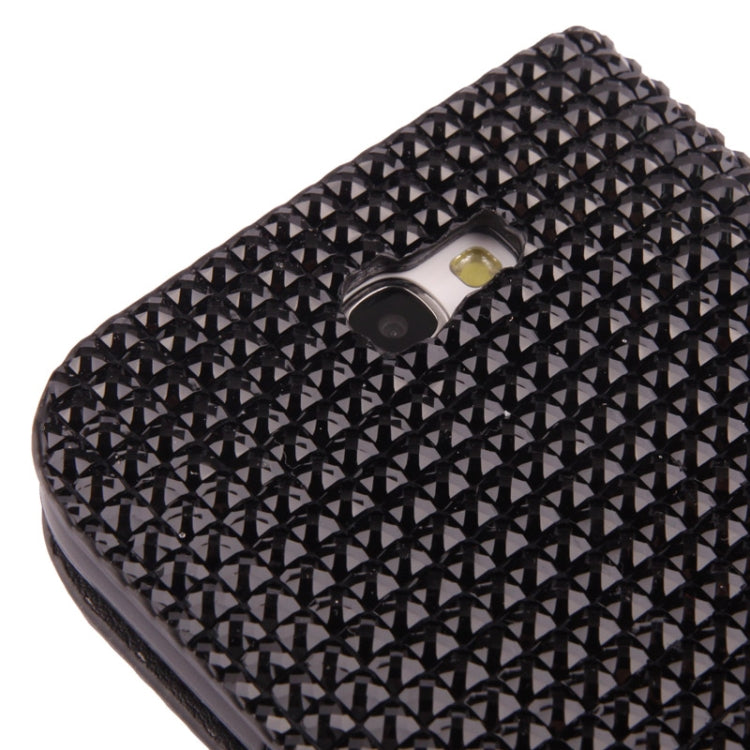 Rubbery Diamond Encrusted Horizontal Flip Leather Case with Credit Card Slots for Galaxy Note II / N7100