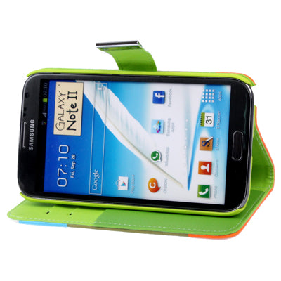 Litchi Texture Leather Case with Credit Card Slots & Holder for Galaxy Note II / N7100
