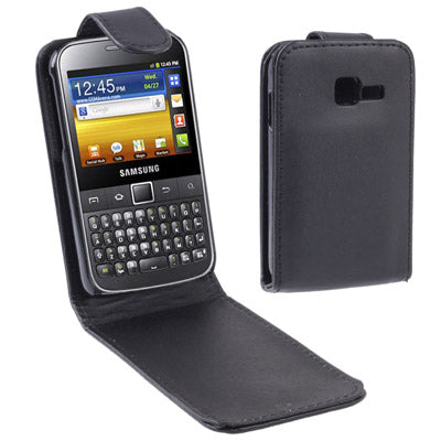 Vertical Flip Leather Case for Galaxy Y Pro / B5510, Black