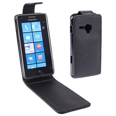 Vertical Flip Leather Case for Samsung Omnia M / S7530, Black