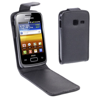 Vertical Flip Leather Case for Galaxy Y Duos / S6102, Black