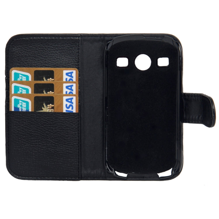 Litchi Texture Leather Case with Removable Belt Clip & Credit Card Slots for Galaxy Xcover 2 / S7710 (Black)