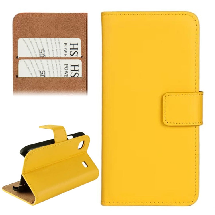 Horizontal Flip Top-grain Leather Case with Card Slots & Holder for Galaxy S / i9000