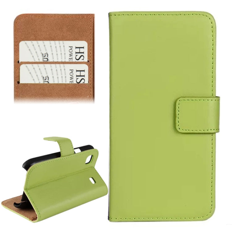 Horizontal Flip Top-grain Leather Case with Card Slots & Holder for Galaxy S / i9000