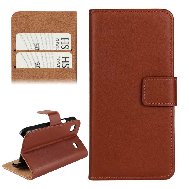 Horizontal Flip Top-grain Leather Case with Card Slots & Holder for Galaxy S / i9000
