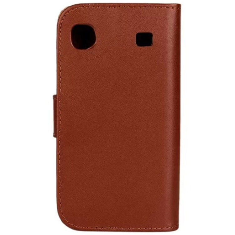 Horizontal Flip Top-grain Leather Case with Card Slots & Holder for Galaxy S / i9000