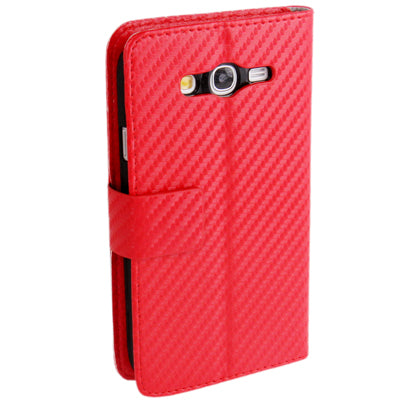 High Quality Carbon Fiber Texture Leather Case with Holder & Credit Card Slots for Galaxy Grand Duos / i9082