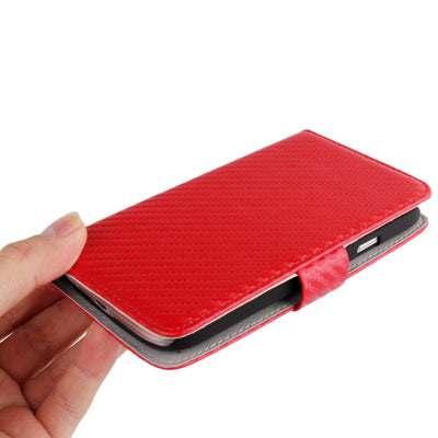 High Quality Carbon Fiber Texture Leather Case with Holder & Credit Card Slots for Galaxy Grand Duos / i9082