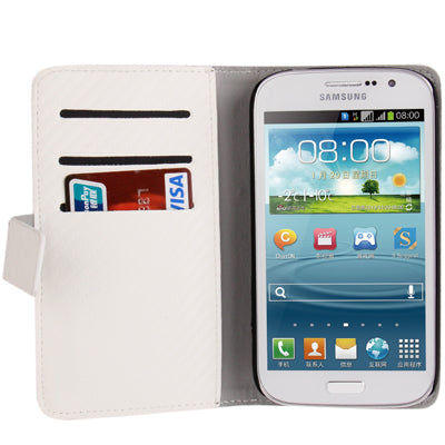High Quality Carbon Fiber Texture Leather Case with Holder & Credit Card Slots for Galaxy Grand Duos / i9082