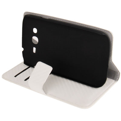 High Quality Carbon Fiber Texture Leather Case with Holder & Credit Card Slots for Galaxy Grand Duos / i9082
