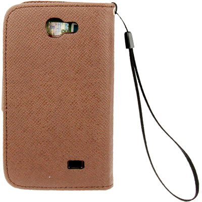 Cross Texture Leather Case with Credit Card Slots & Lanyard for Galaxy Express / i8730