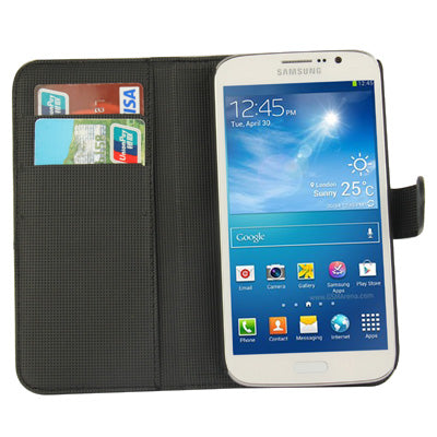 Litchi Texture Genuine Leather Case with Credit Card Slots & Holder for Galaxy Mega 5.8 / i9150