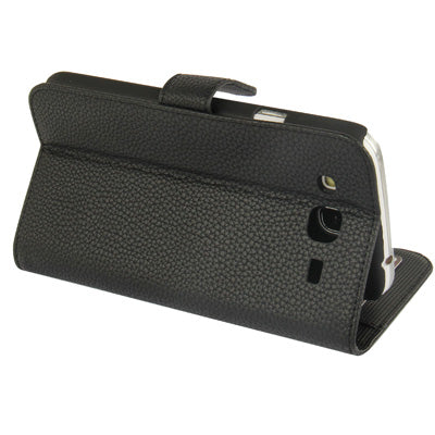 Litchi Texture Genuine Leather Case with Credit Card Slots & Holder for Galaxy Mega 5.8 / i9150