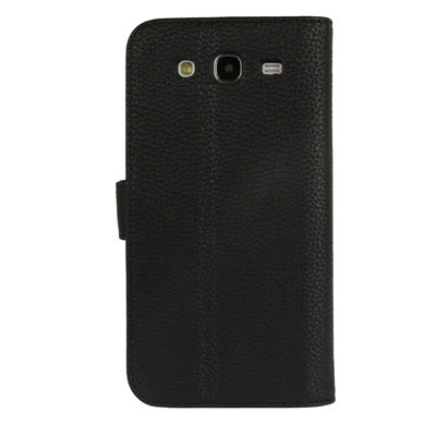 Litchi Texture Genuine Leather Case with Credit Card Slots & Holder for Galaxy Mega 5.8 / i9150