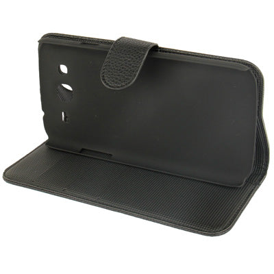 Litchi Texture Genuine Leather Case with Credit Card Slots & Holder for Galaxy Mega 5.8 / i9150
