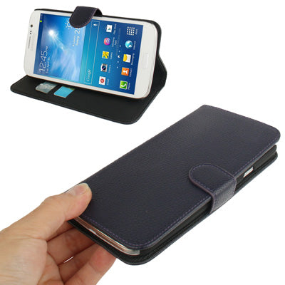 Litchi Texture Genuine Leather Case with Credit Card Slots & Holder for Galaxy Mega 5.8 / i9150