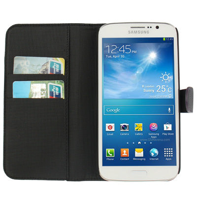 Litchi Texture Genuine Leather Case with Credit Card Slots & Holder for Galaxy Mega 5.8 / i9150