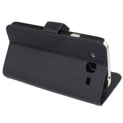Litchi Texture Genuine Leather Case with Credit Card Slots & Holder for Galaxy Mega 5.8 / i9150