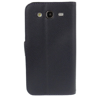 Litchi Texture Genuine Leather Case with Credit Card Slots & Holder for Galaxy Mega 5.8 / i9150