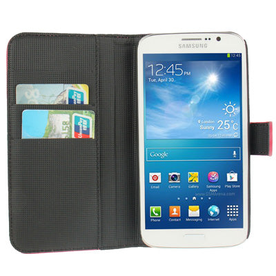 Litchi Texture Genuine Leather Case with Credit Card Slots & Holder for Galaxy Mega 5.8 / i9150