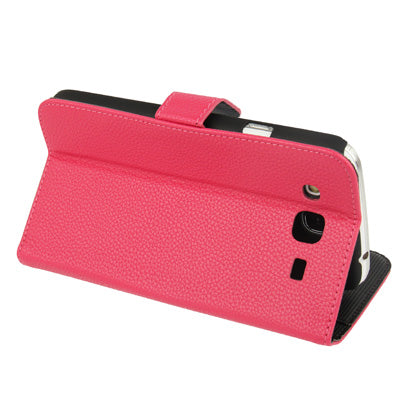 Litchi Texture Genuine Leather Case with Credit Card Slots & Holder for Galaxy Mega 5.8 / i9150