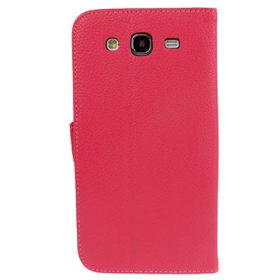 Litchi Texture Genuine Leather Case with Credit Card Slots & Holder for Galaxy Mega 5.8 / i9150