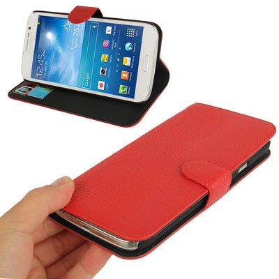 Litchi Texture Genuine Leather Case with Credit Card Slots & Holder for Galaxy Mega 5.8 / i9150