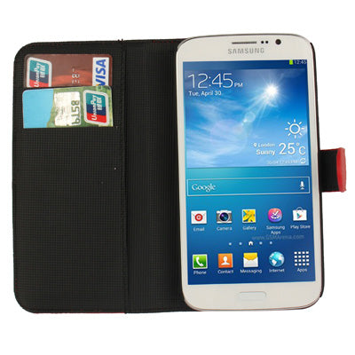 Litchi Texture Genuine Leather Case with Credit Card Slots & Holder for Galaxy Mega 5.8 / i9150