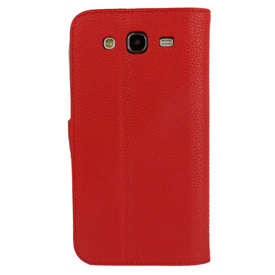 Litchi Texture Genuine Leather Case with Credit Card Slots & Holder for Galaxy Mega 5.8 / i9150