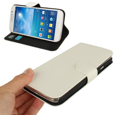 Litchi Texture Genuine Leather Case with Credit Card Slots & Holder for Galaxy Mega 5.8 / i9150