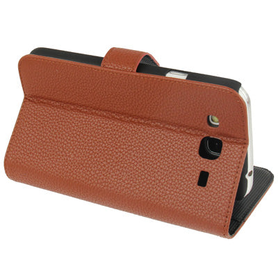 Litchi Texture Genuine Leather Case with Credit Card Slots & Holder for Galaxy Mega 5.8 / i9150