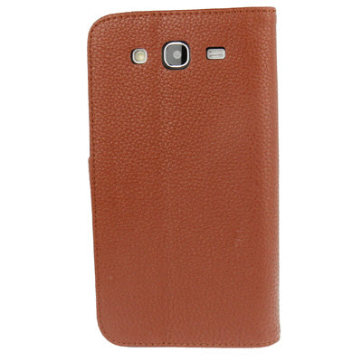 Litchi Texture Genuine Leather Case with Credit Card Slots & Holder for Galaxy Mega 5.8 / i9150