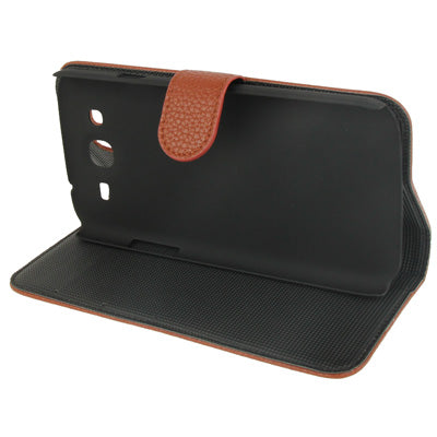 Litchi Texture Genuine Leather Case with Credit Card Slots & Holder for Galaxy Mega 5.8 / i9150