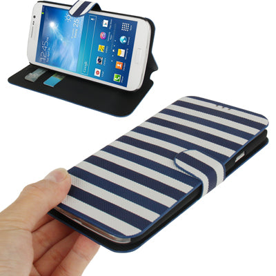 2-color Stripe Leather Case with Credit Card Slots & Holder for Galaxy Mega 5.8 / i9150