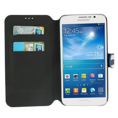 2-color Stripe Leather Case with Credit Card Slots & Holder for Galaxy Mega 5.8 / i9150