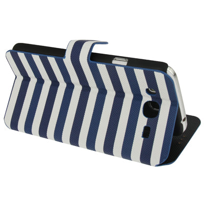 2-color Stripe Leather Case with Credit Card Slots & Holder for Galaxy Mega 5.8 / i9150