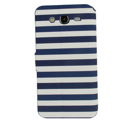 2-color Stripe Leather Case with Credit Card Slots & Holder for Galaxy Mega 5.8 / i9150