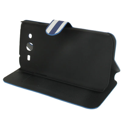 2-color Stripe Leather Case with Credit Card Slots & Holder for Galaxy Mega 5.8 / i9150