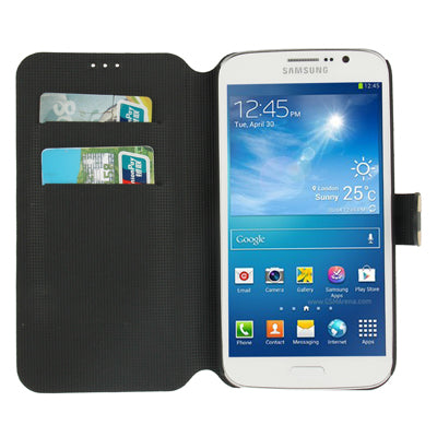 2-color Stripe Leather Case with Credit Card Slots & Holder for Galaxy Mega 5.8 / i9150