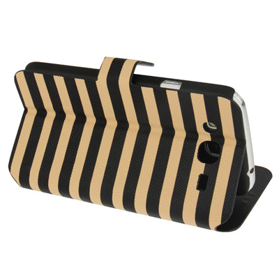 2-color Stripe Leather Case with Credit Card Slots & Holder for Galaxy Mega 5.8 / i9150