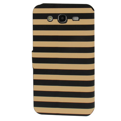 2-color Stripe Leather Case with Credit Card Slots & Holder for Galaxy Mega 5.8 / i9150