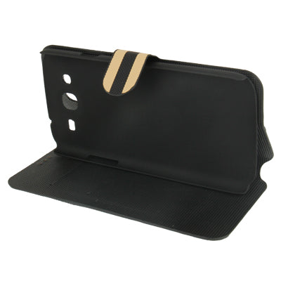 2-color Stripe Leather Case with Credit Card Slots & Holder for Galaxy Mega 5.8 / i9150