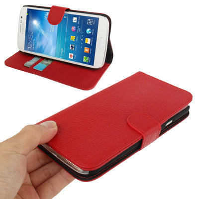 Litchi Texture Leather Case with Credit Card Slots & Holder for Galaxy Mega 5.8 / i9150