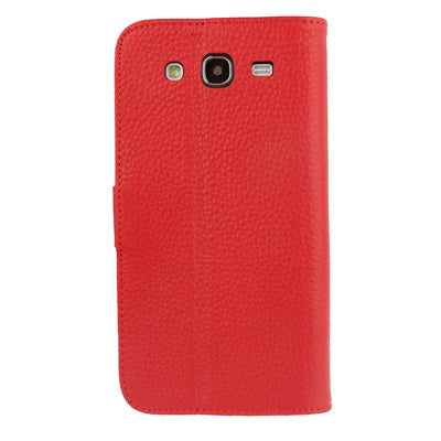 Litchi Texture Leather Case with Credit Card Slots & Holder for Galaxy Mega 5.8 / i9150