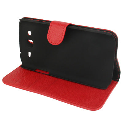 Litchi Texture Leather Case with Credit Card Slots & Holder for Galaxy Mega 5.8 / i9150