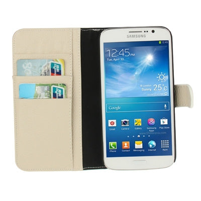 Litchi Texture Leather Case with Credit Card Slots & Holder for Galaxy Mega 5.8 / i9150