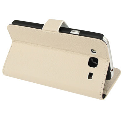 Litchi Texture Leather Case with Credit Card Slots & Holder for Galaxy Mega 5.8 / i9150